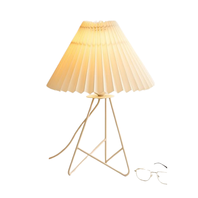 Homesake Retro Metal Table Lamp with Pleated Shade