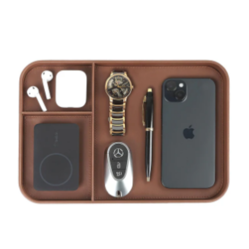 Premium Vegan Leather Valet Tray – Tan