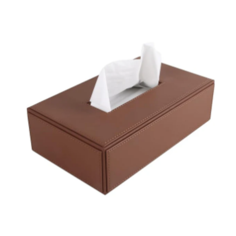 Premium Vegan Leather Tissue Holder Tan
