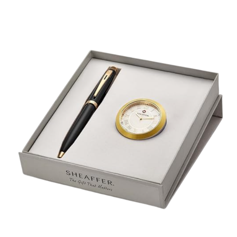 Sheaffer 9322 Ballpoint Pen With Gold Chrome Table Clock