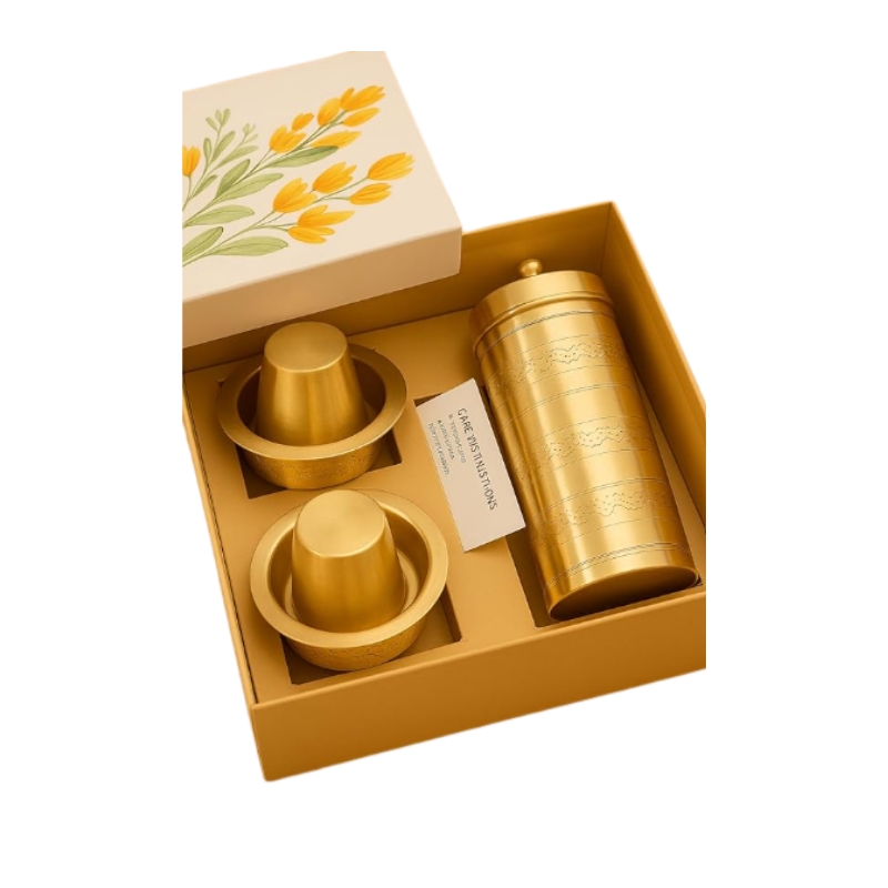 Traditional Brass Coffee Filter Set with 2 Dabra (200ml)