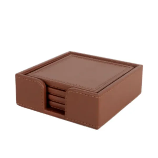 Premium Vegan Leather Coasters Tan