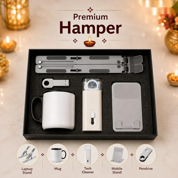 Premium Tech Hamper - Laptop Stand, Mug & Tech Cleaner