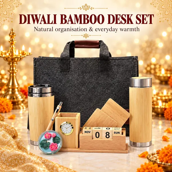 Diwali Bamboo Desk Set