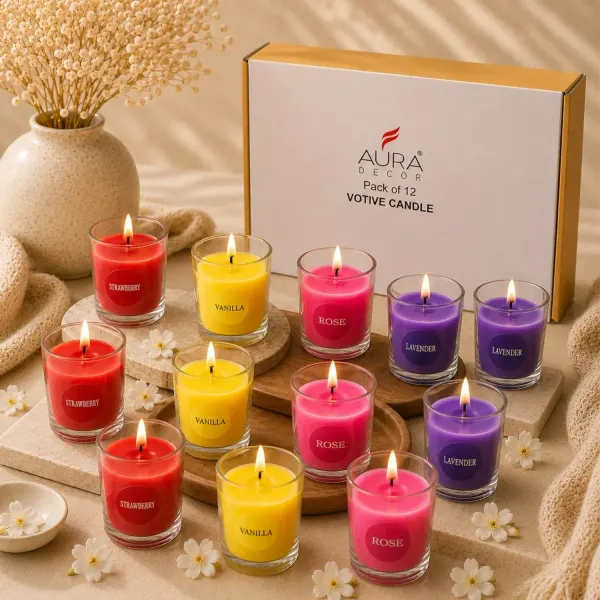 Fragrance Votive Glass Candle Set of 12