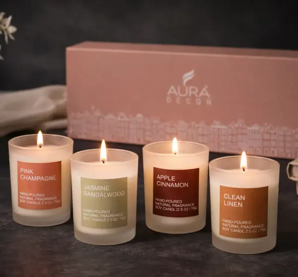 Frosted Fragrance Glass Candle Set of 4