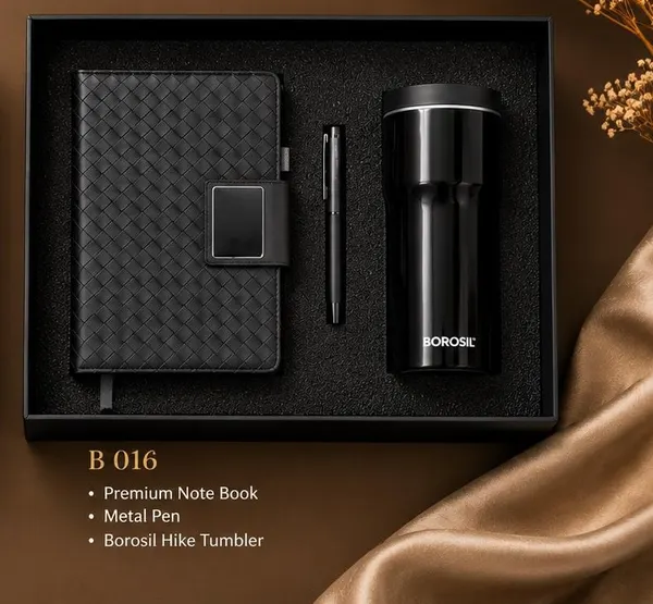 Borosil Premium Gift Set - Woven Notebook, Pen & Hike Tumbler