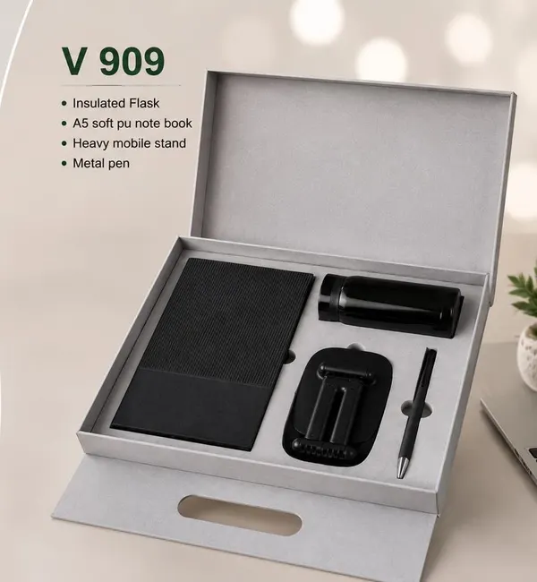 4-in-1 Gift Set - Insulated Flask, A5 Notebook, Mobile Stand & Pen