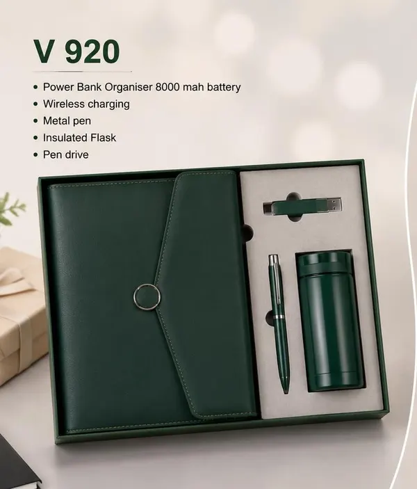 Executive Organiser Gift Set - 8000 mAh Power Bank, Flask & Pen Drive