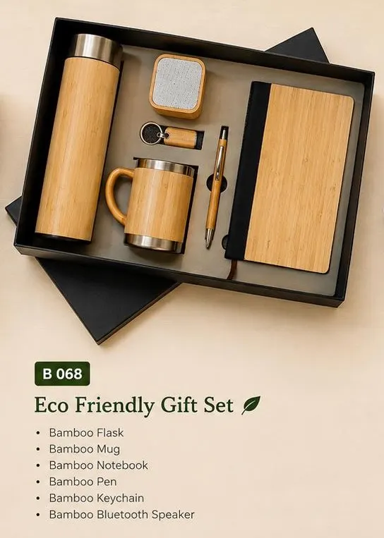 Eco Friendly 6-in-1 Bamboo Gift Set - Flask, Mug & Bluetooth Speaker