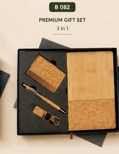 3-in-1 Cork & Bamboo Gift Set - Notebook, Card Holder & Pen