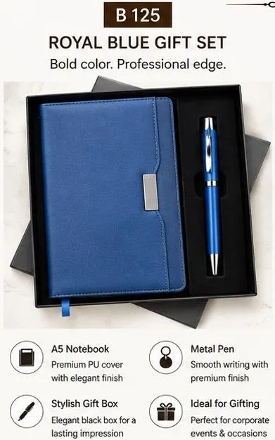 2-in-1 Royal Blue Gift Set - Notebook & Pen