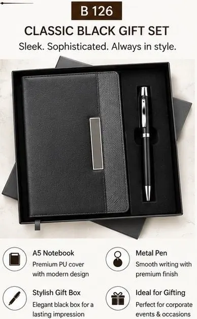 2-in-1 Classic Black Gift Set - Notebook & Pen