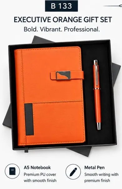 2-in-1 Executive Orange Gift Set - Notebook & Pen