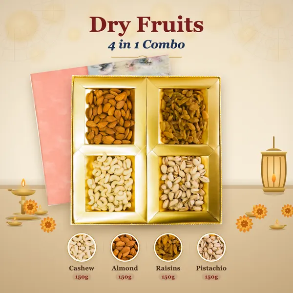 Dry Fruits 4-in-1 Combo Box (150g each) - Peach Feather Sleeve