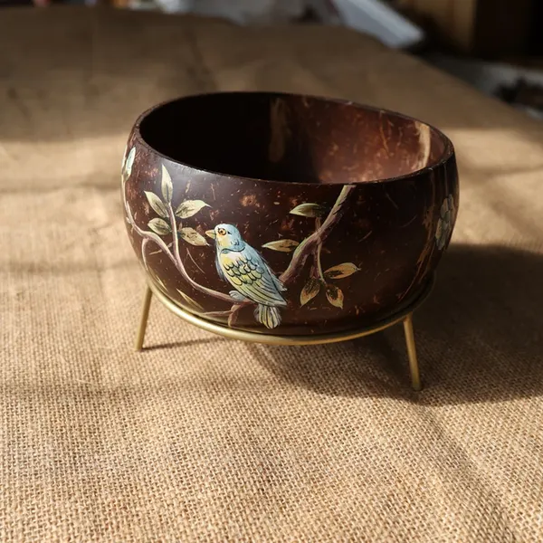 Handpainted Bowl with Stand