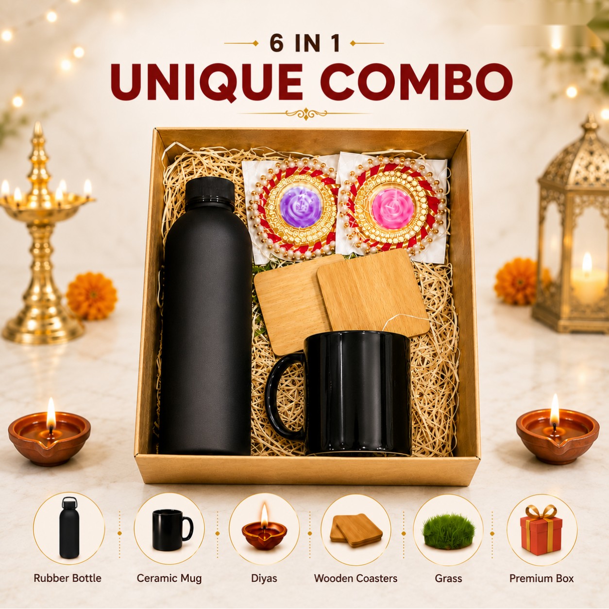 6-in-1 Unique Diwali Combo - Diwali corporate gift box