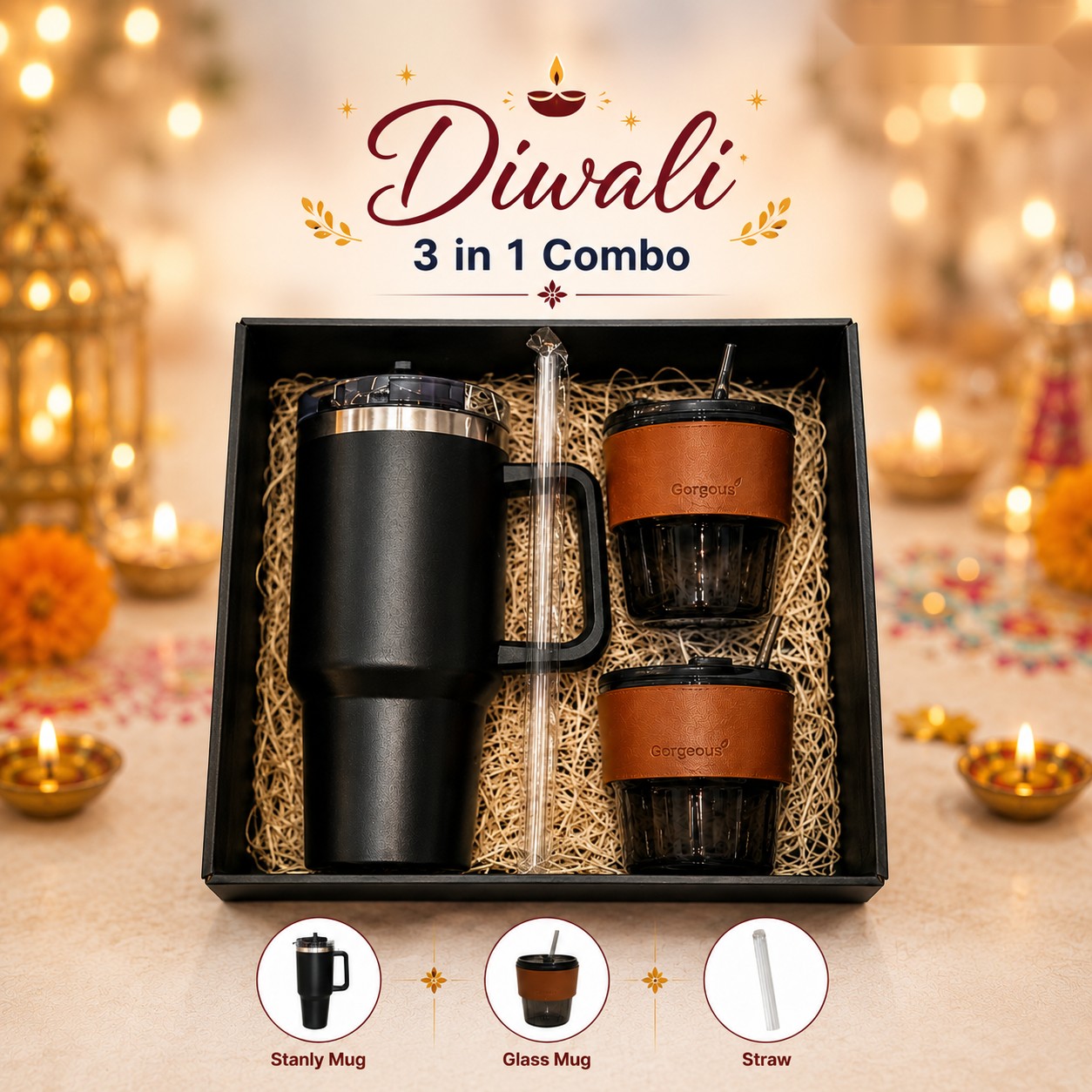 Diwali 3-in-1 Drinkware Combo - Diwali corporate gift box