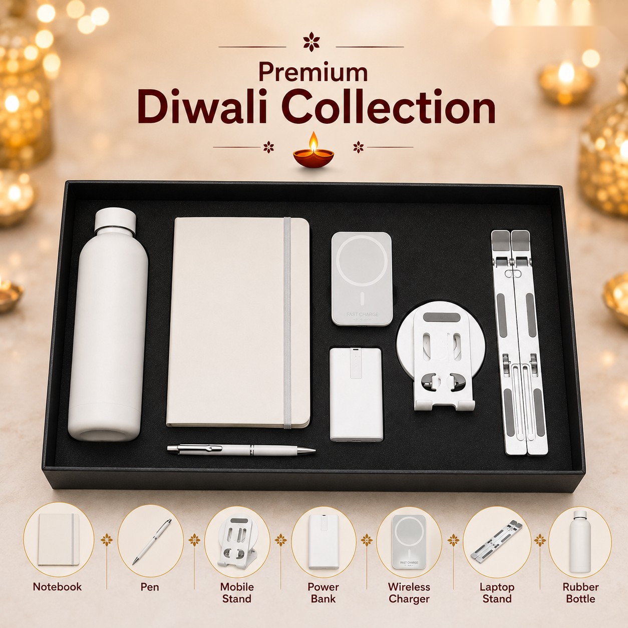 Premium Diwali Tech Collection (7-in-1) - Diwali corporate gift box