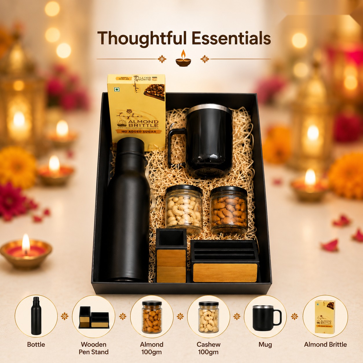 Thoughtful Essentials - Bottle, Mug & Pen Stand - Diwali corporate gift box
