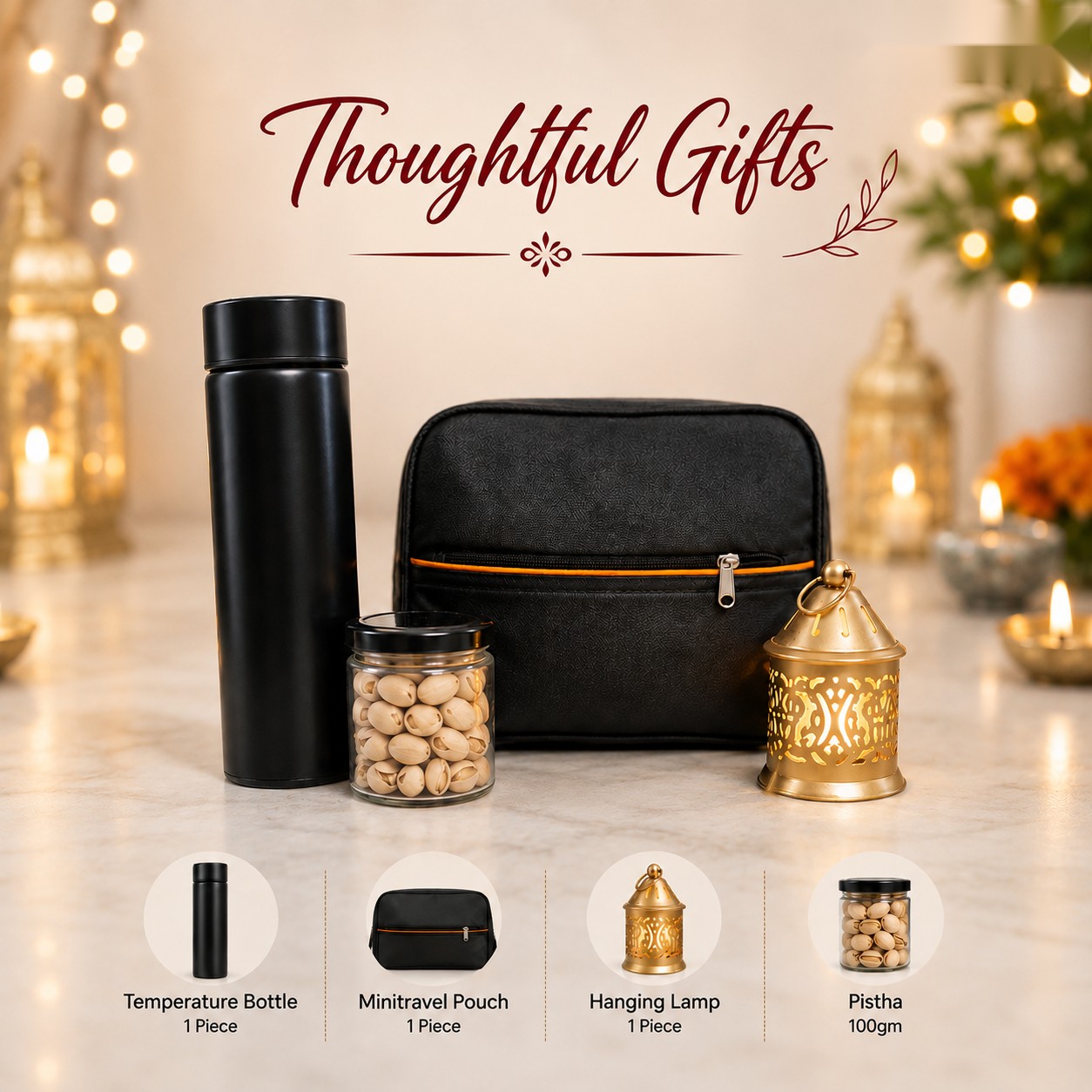 Thoughtful Gifts - Temperature Bottle & Travel Pouch - Diwali corporate gift box