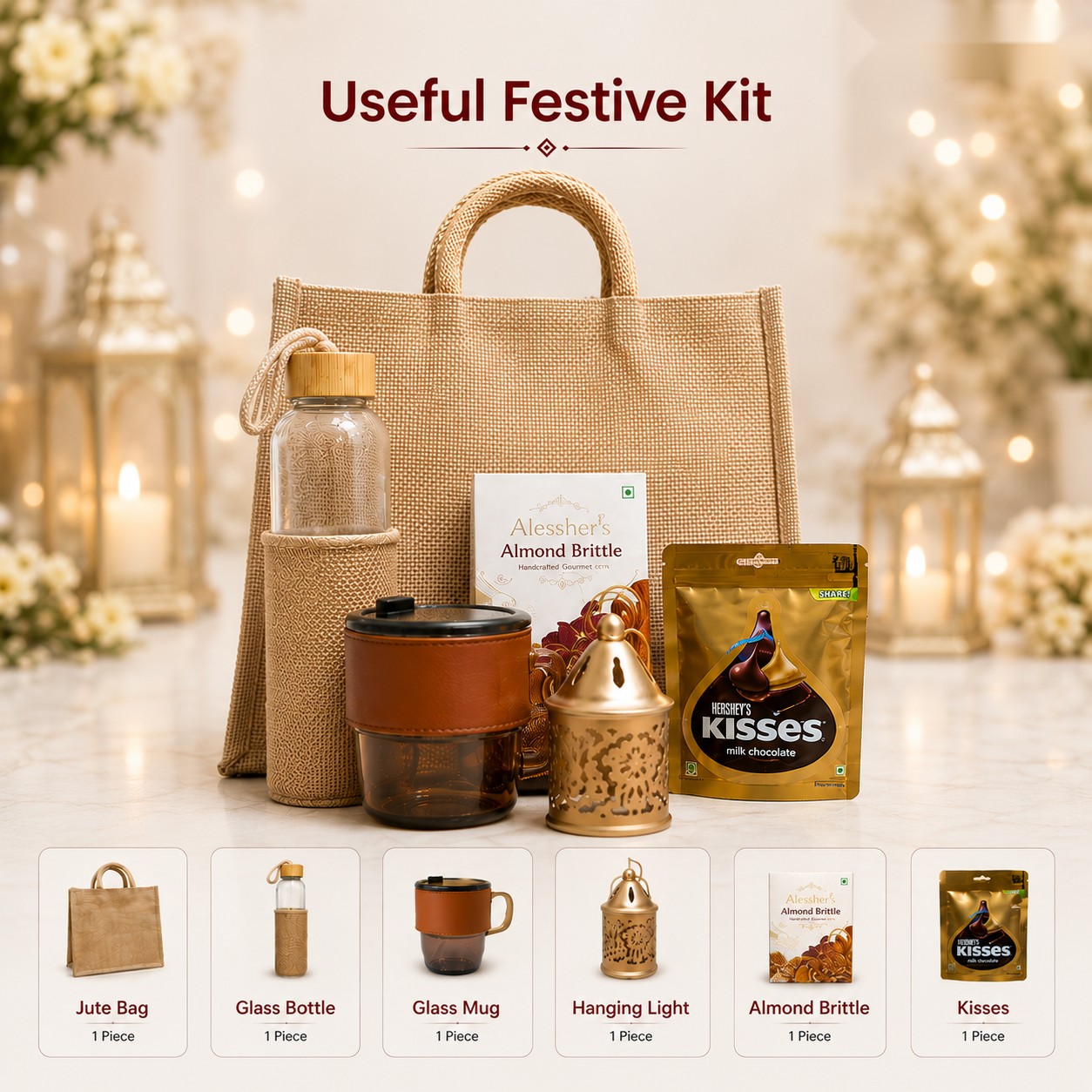Useful Festive Kit - Jute Bag Set - Diwali corporate gift box